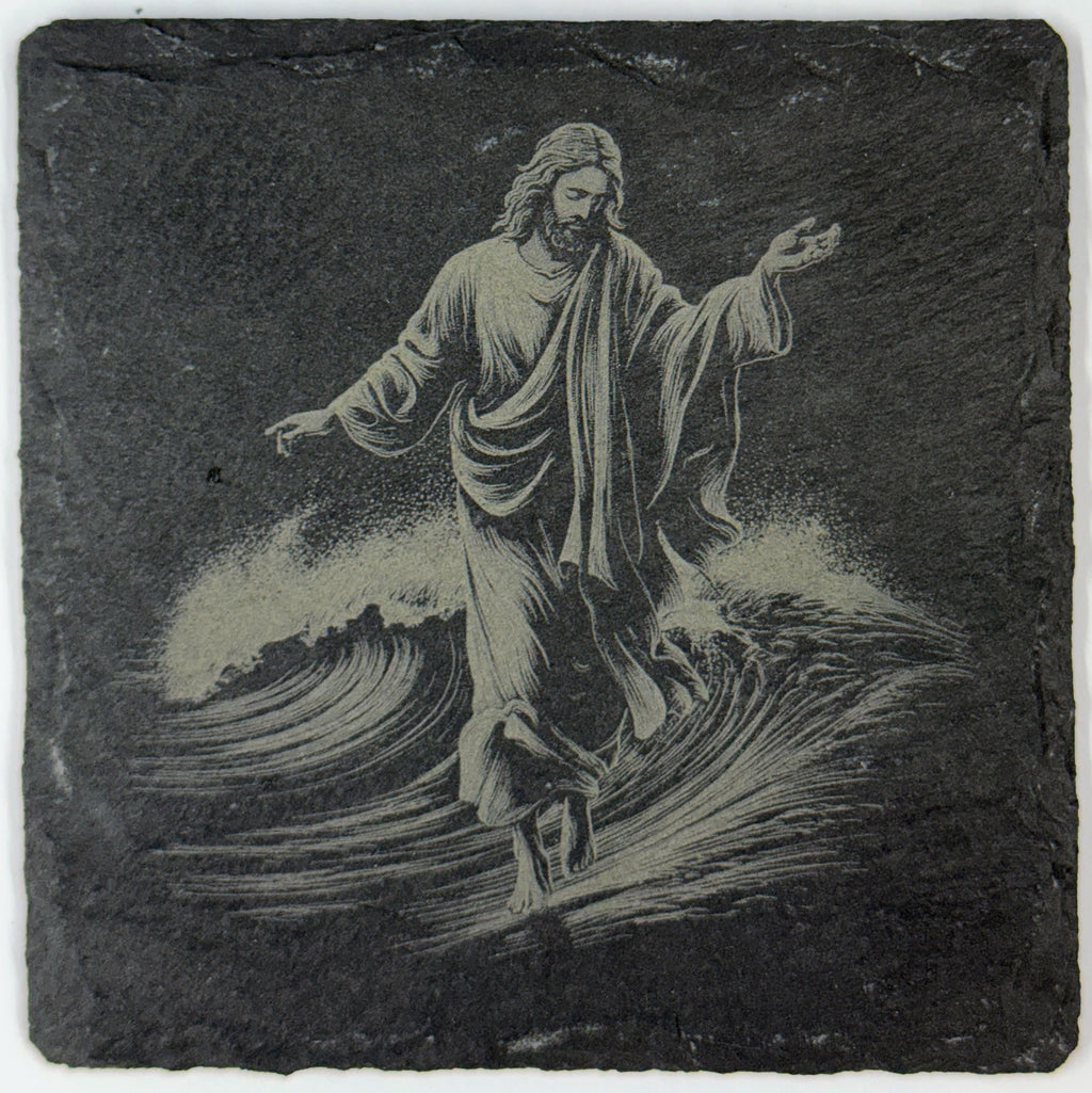 Jesus Walking on Water Slate Coaster – Faith Inspired Art