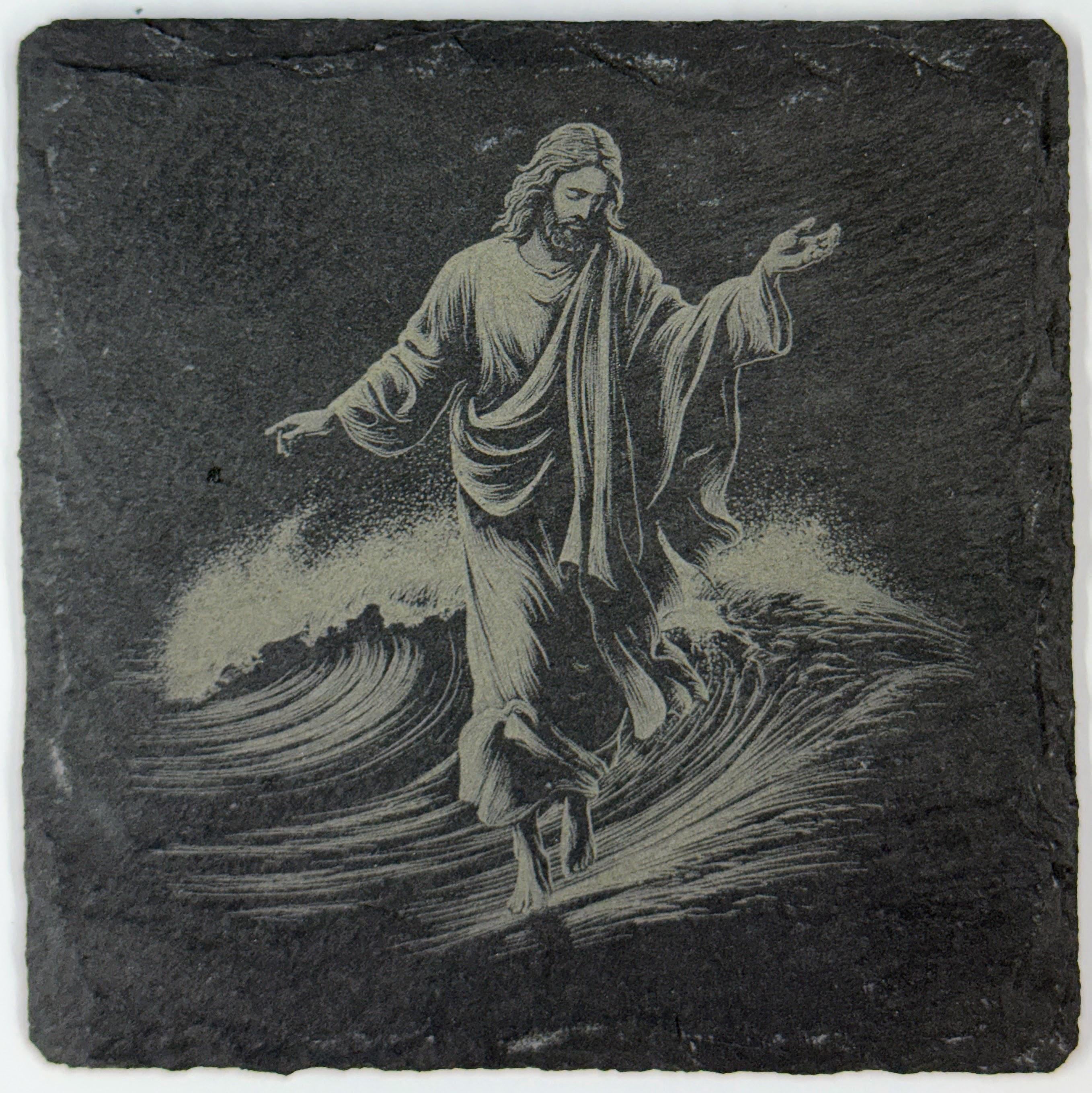 Jesus Walking on Water Slate Coaster – Faith Inspired Art