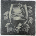 Vineyard Landscape in Wine Glass with Grapes – Elegant Slate Coaster