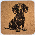 Dachshund Illustration – Rustic Cork Coaster