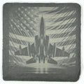 Patriotic Fighter Jet Slate Coaster – American Flag Aviation Engraved Drink Coaster