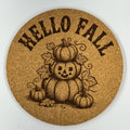 Hello Fall Autumn Pumpkin Cork Coaster