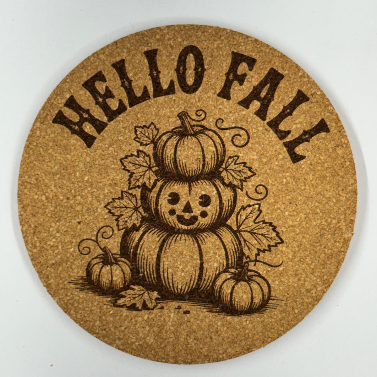 Hello Fall Autumn Pumpkin Cork Coaster