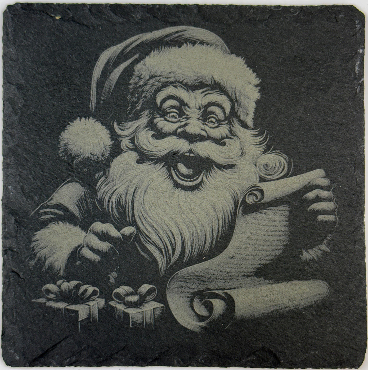 Vintage Santa Naughty List Slate Coaster – Classic Christmas Humor