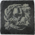 Wine Country Wreath with Glass & Grapes – Rustic Vineyard Slate Coaster