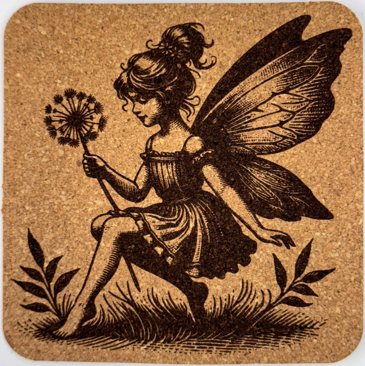 Enchanted Fairy with Dandelion – Cork Coaster