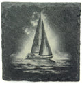 Classic Ocean Sailboat in Motion – Laser Engraved Slate Coaster