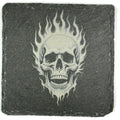 Flaming Skull Slate Coaster – Gothic Fire Skull Bar Art