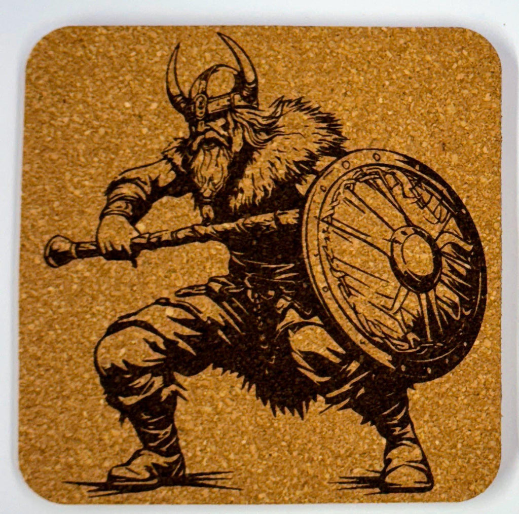 Viking with Shield and Spear – Cork Coaster