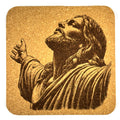 Jesus in Prayer Coaster, Christian Engraved Cork Coaster Faith and Devotion