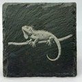 Grumpy Bearded Dragon Slate Coaster – Bold Reptile Portrait