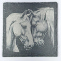 Loving Horses Slate Coaster – Nuzzling Pair Art