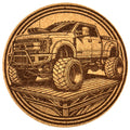 Lifted Off-Road Truck – Laser Engraved Round Cork Coaster