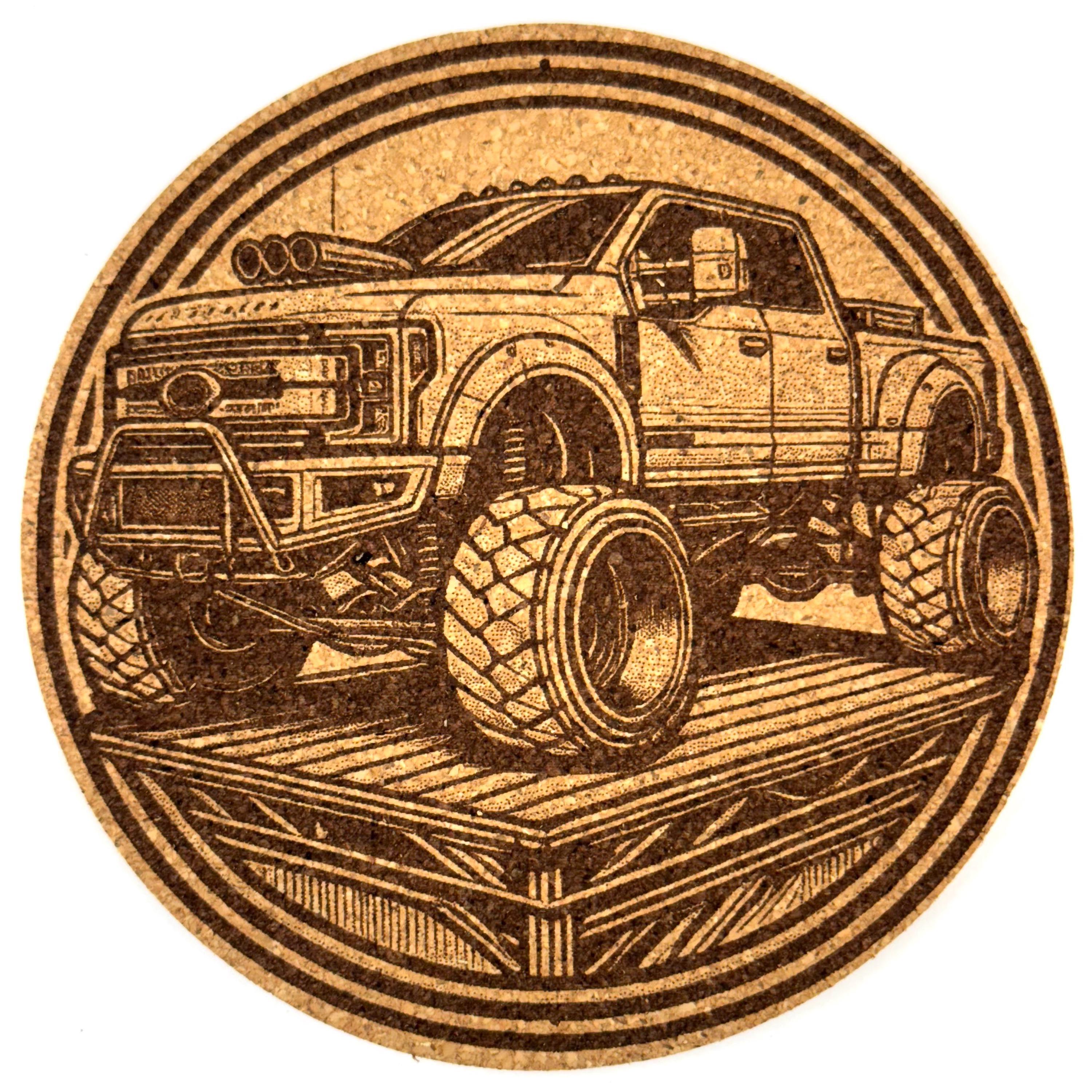 Lifted Off-Road Truck – Laser Engraved Round Cork Coaster