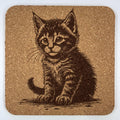Quiet Kitten Pose – Classic Cat Cork Coaster