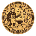 Bigfoot BBQ King Coaster, Funny Sasquatch Grilling Engraved Cork Coaster