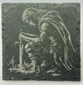 Elf Paladin Slate Coaster – Fantasy Guardian Engraved Stone Coaster