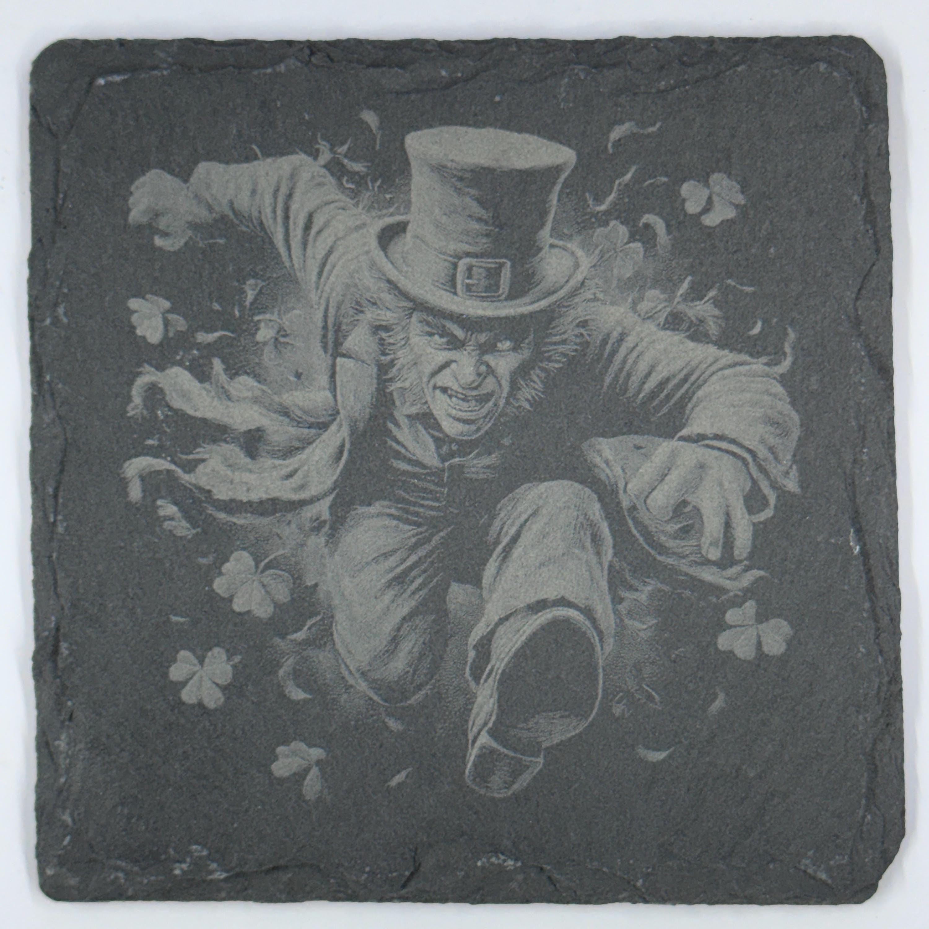 Running Leprechaun Slate Coaster for St Patricks Celebrations