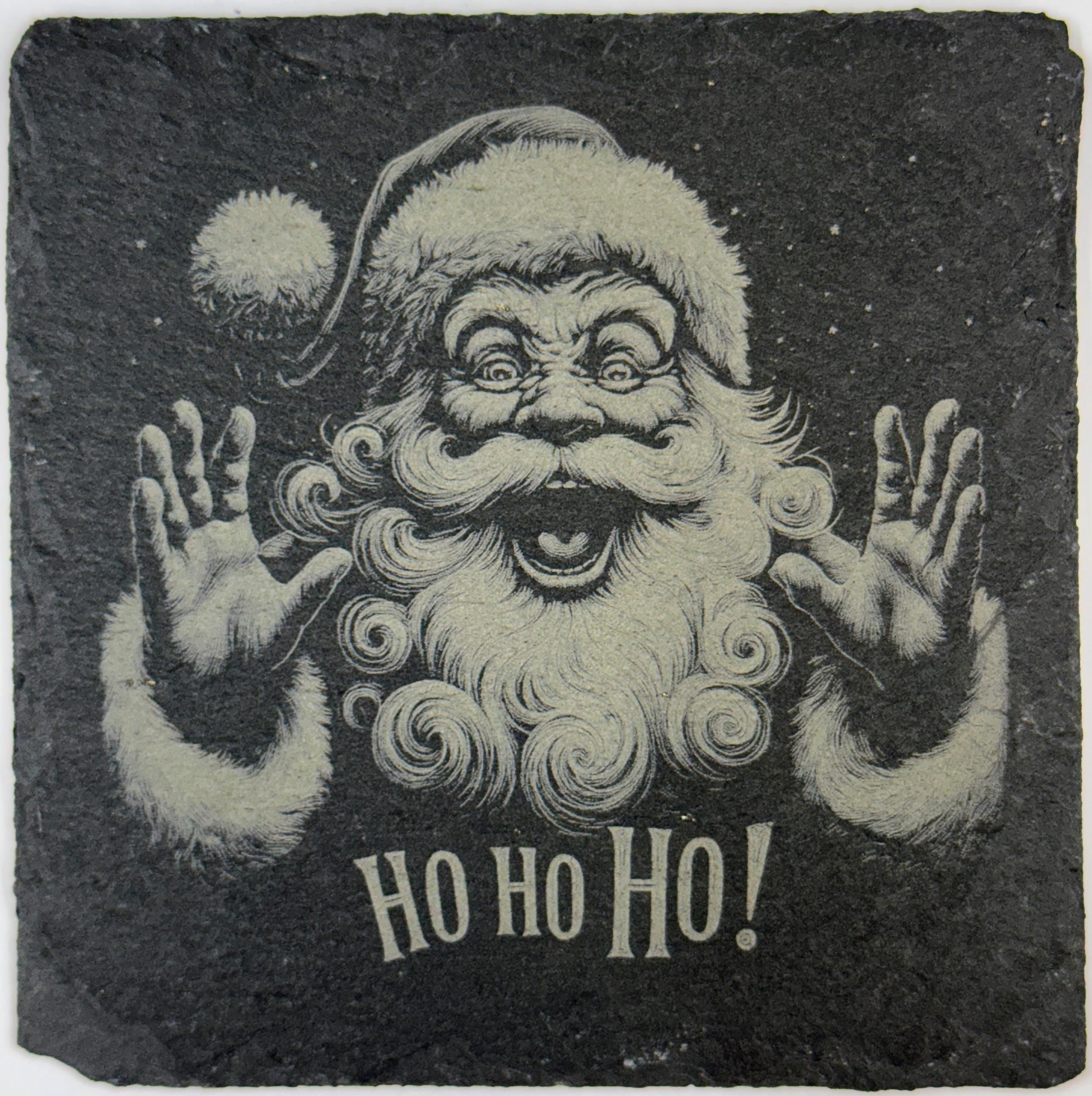 Ho Ho Ho Vintage Santa Slate Coaster – Classic Christmas Holiday Art