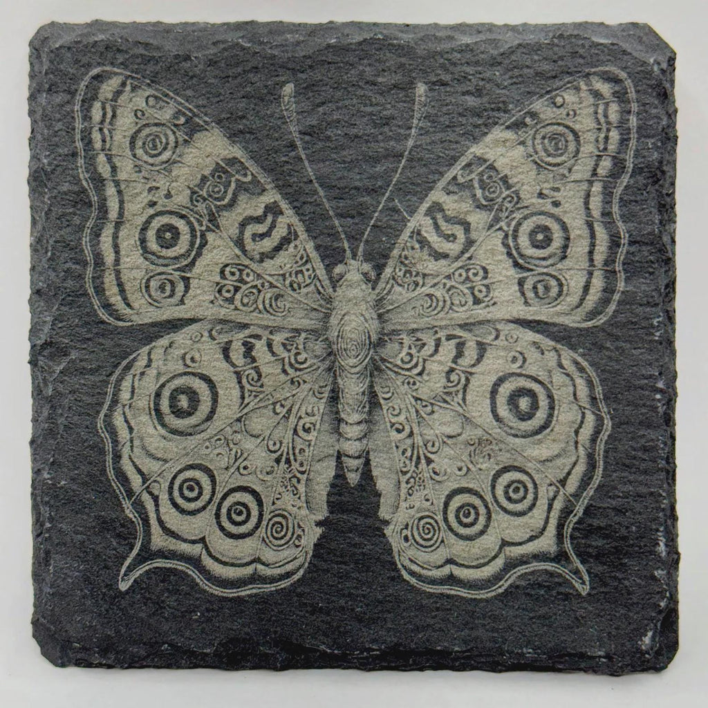 Botanical Butterfly Design – Stone Slate Coaster