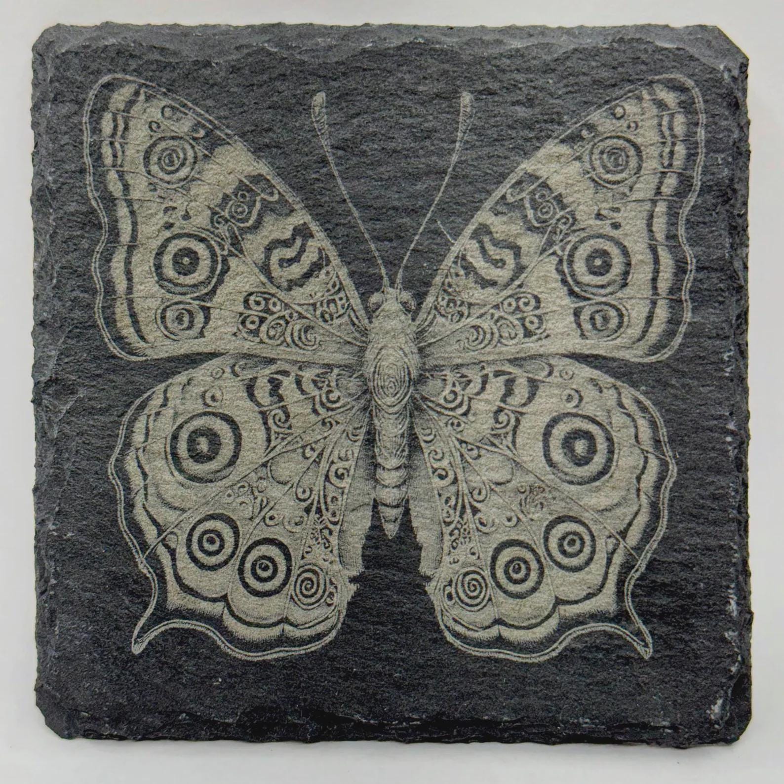 Botanical Butterfly Design – Stone Slate Coaster
