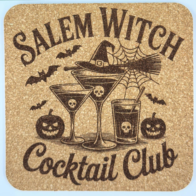 Salem Witch Cocktail Club Cork Coaster Halloween Drink Decor