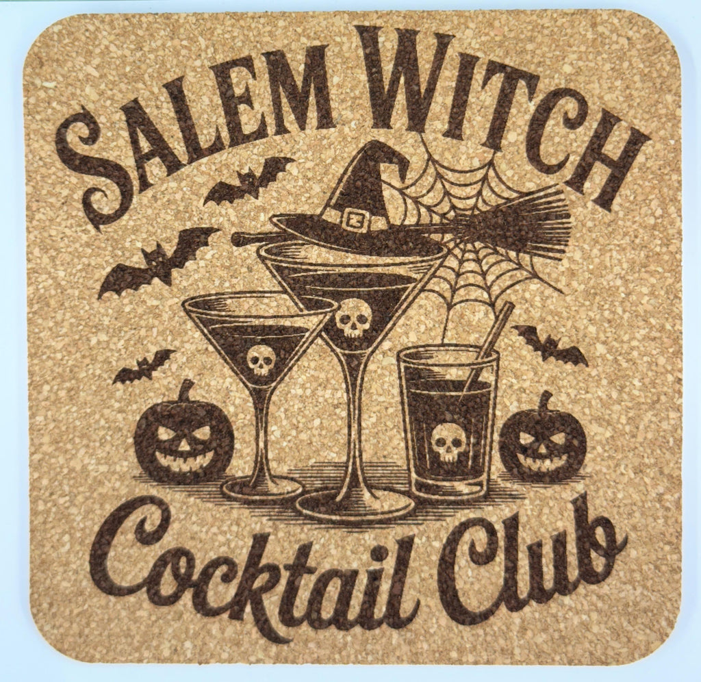 Salem Witch Cocktail Club Cork Coaster Halloween Drink Decor