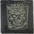 Fire Skull Tumbler – Dark Gothic Whiskey Slate Coaster