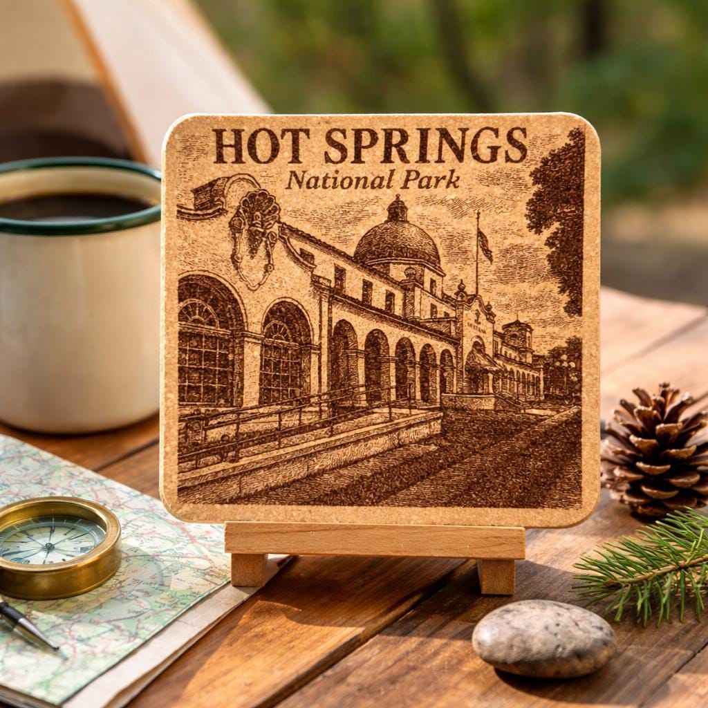 Hot Springs National Park Cork Coaster – Historic Bathhouse Art