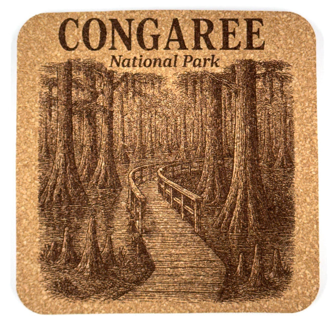 Congaree National Park Cork Coaster – Boardwalk Forest Art