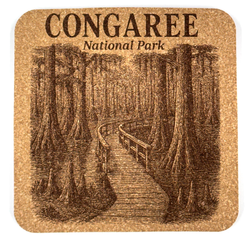 Congaree National Park Cork Coaster – Boardwalk Forest Art