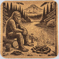 Bigfoot Campfire Cork Coaster – Pacific Northwest Sasquatch Camping Scene
