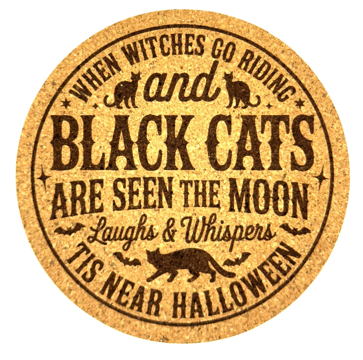 Black Cats Halloween Cork Coaster Witchy Fall Decor