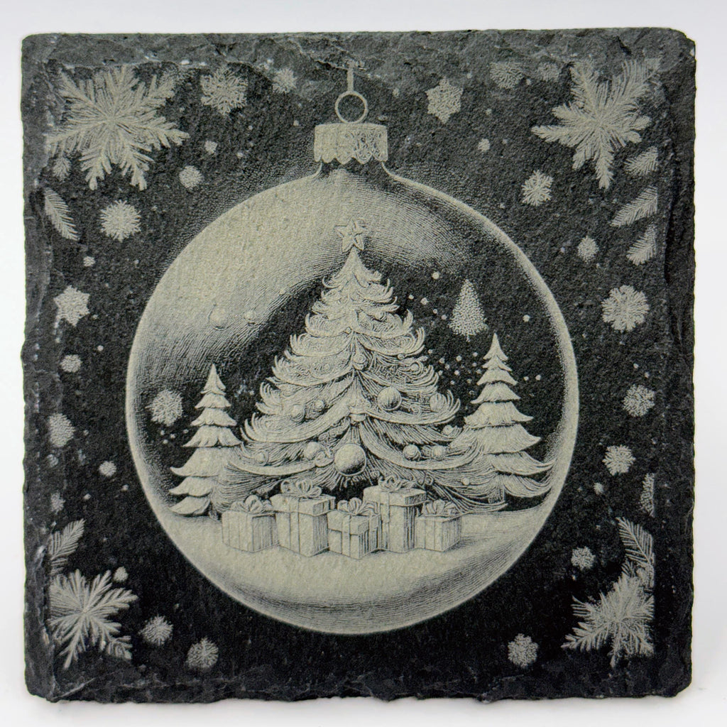Christmas Tree Ornament Slate Coaster – Festive Gifts & Holiday Magic