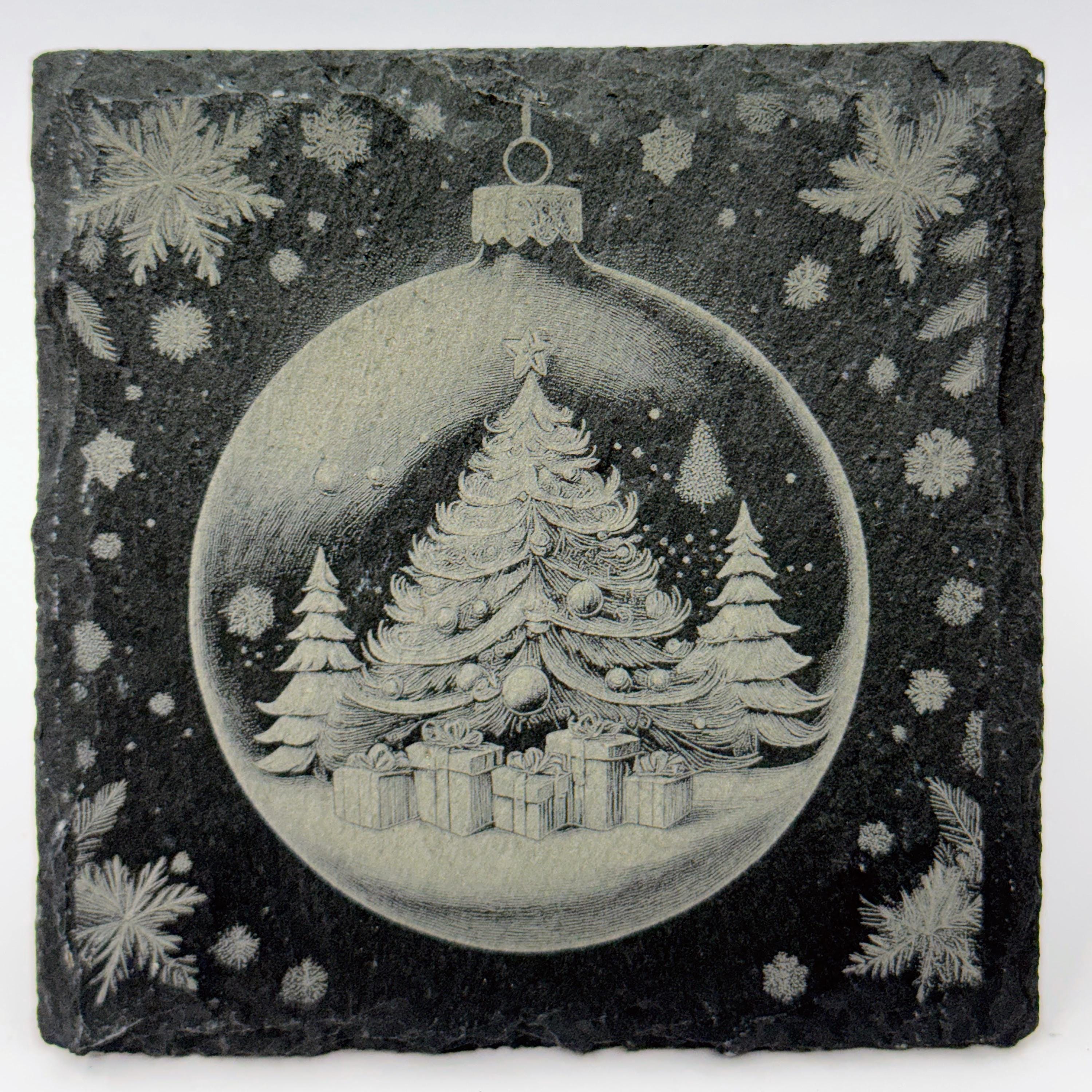 Christmas Tree Ornament Slate Coaster – Festive Gifts & Holiday Magic