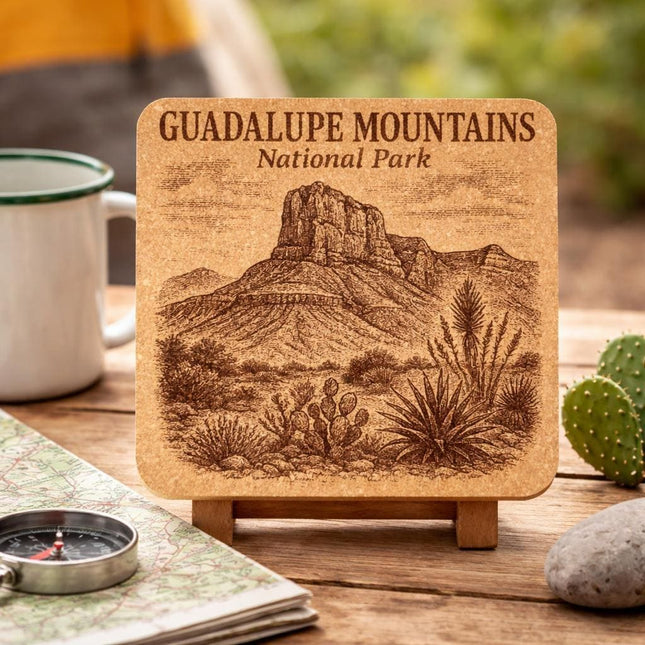 Guadalupe Mountains National Park Cork Coaster – Texas Desert Art