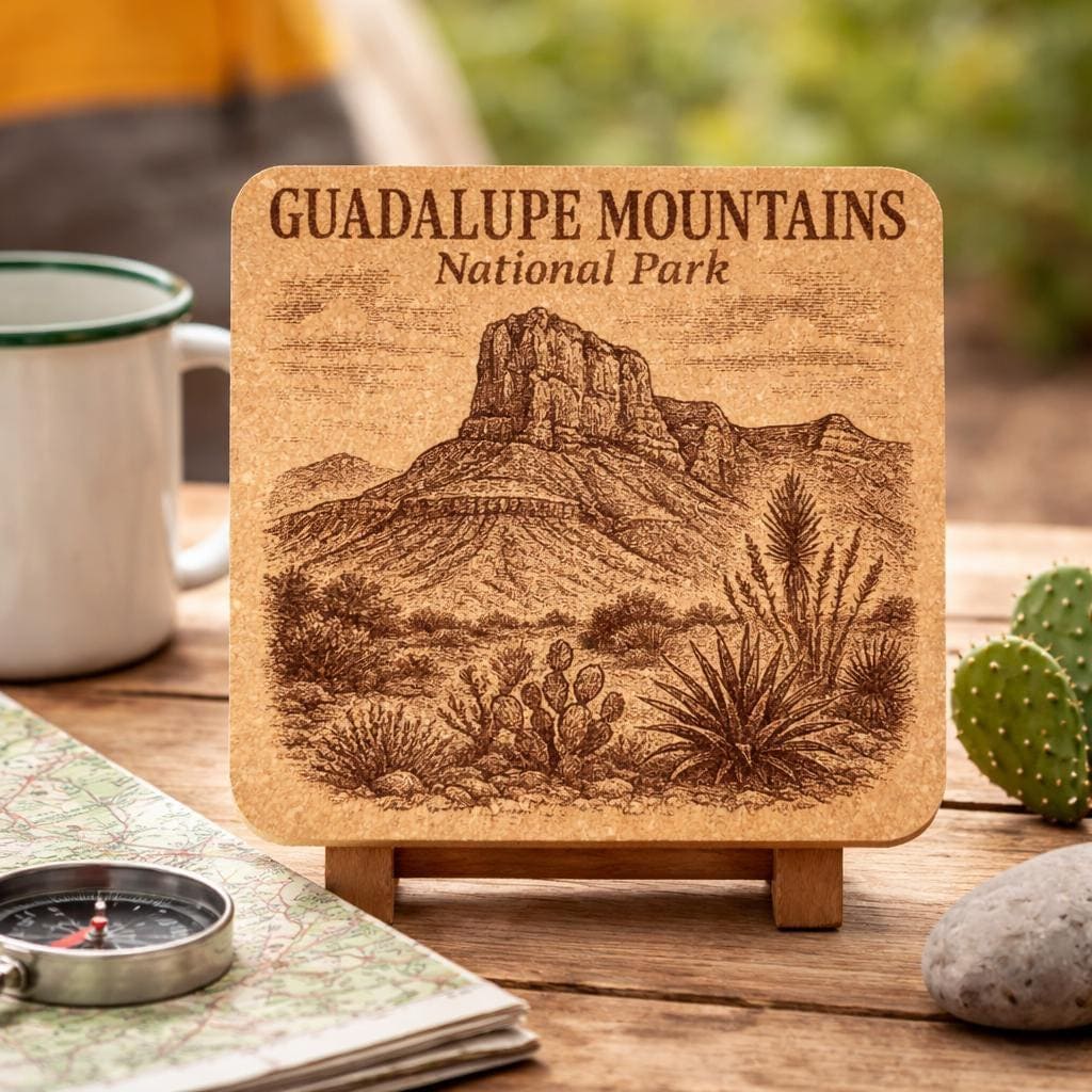 Guadalupe Mountains National Park Cork Coaster – Texas Desert Art