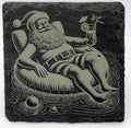 Santa Pool Float Slate Coaster – Relaxed Tropical Santa Holiday Humor