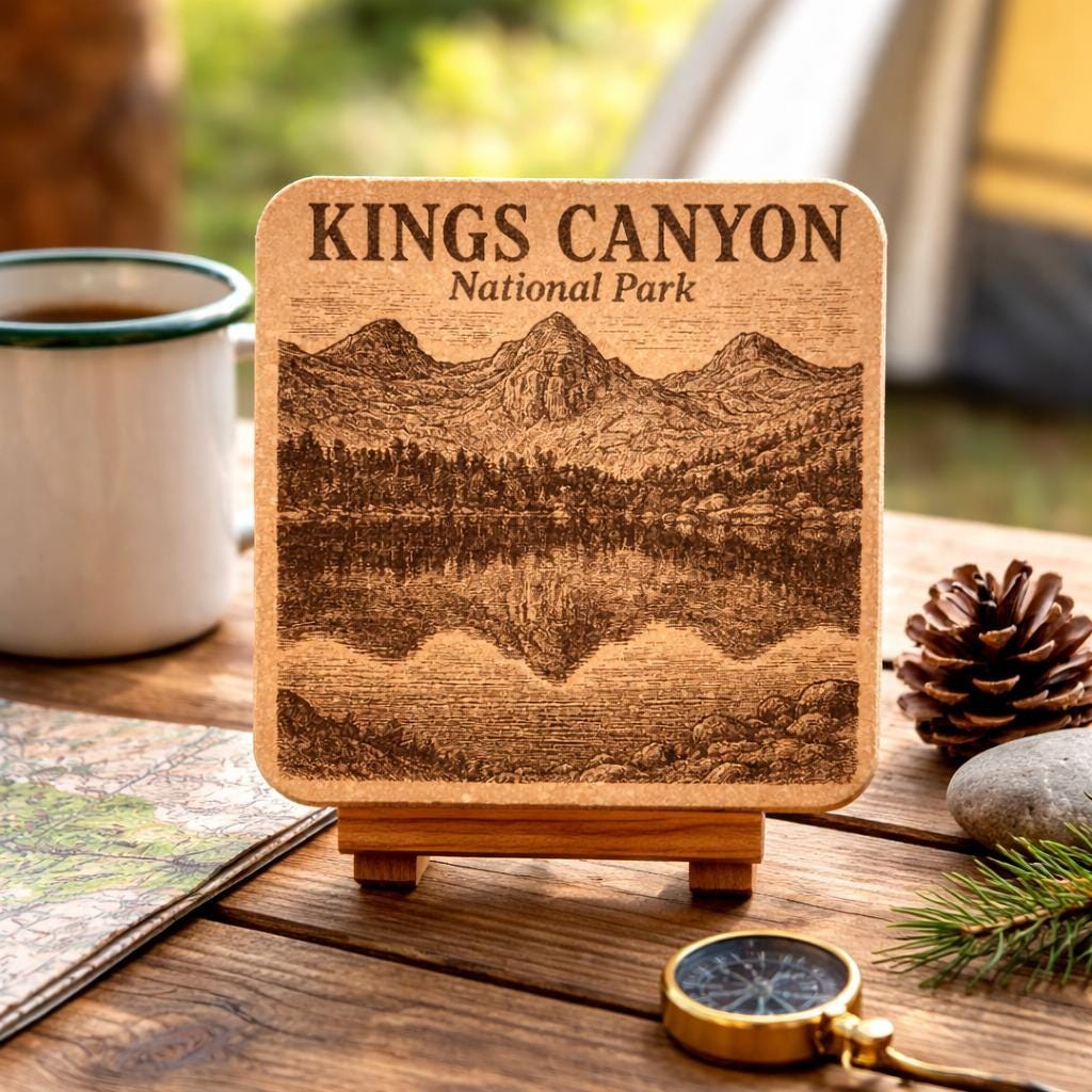 Kings Canyon National Park Cork Coaster – Mountain Reflection