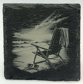 Beach Chair Sunset Slate Coaster – Coastal Relaxation Scene