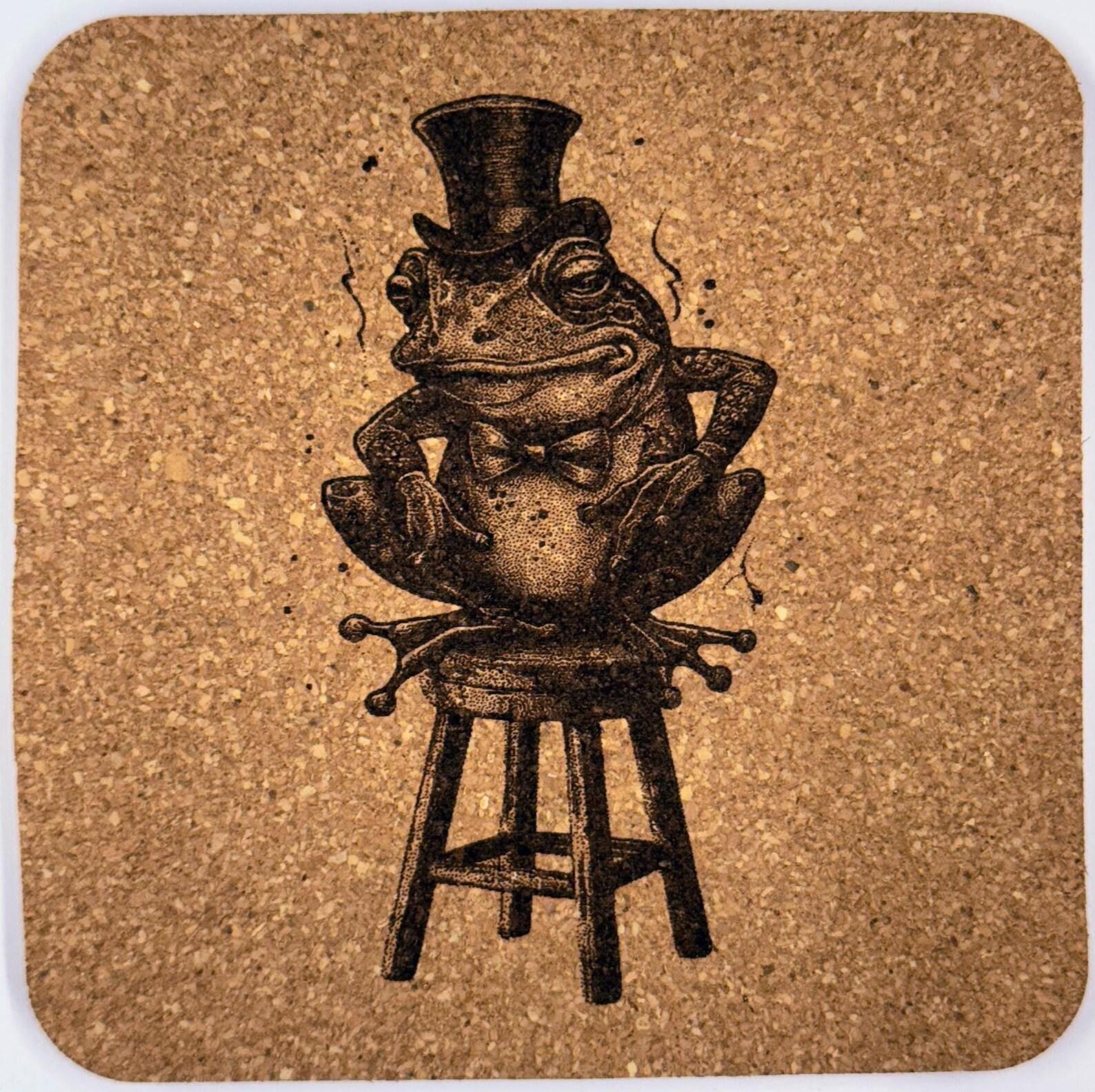 Well-Dressed Toad on Stool – Classic Animal Cork Coaster