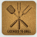 Licensed to Grill Cork Coaster – Funny BBQ Grill Tool Coaster