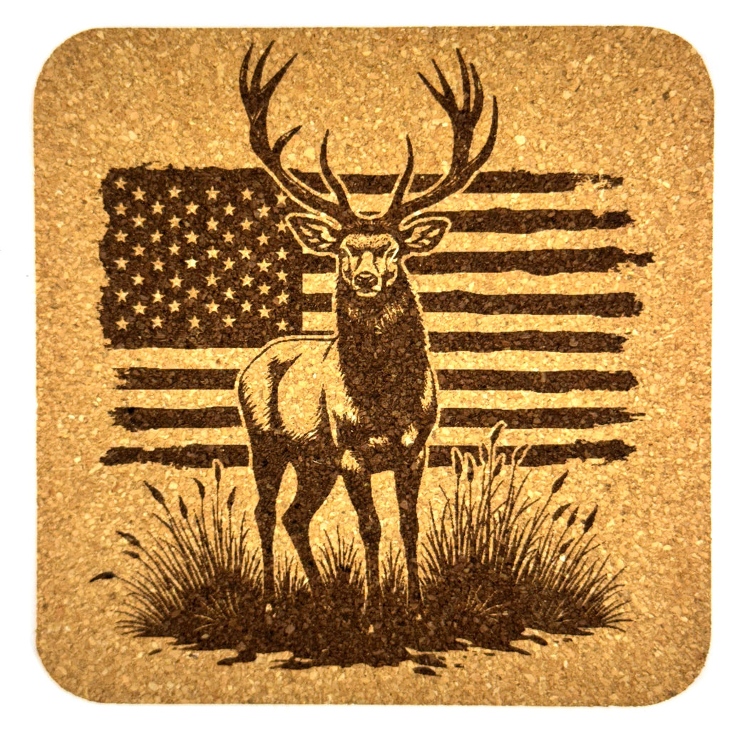 Majestic Deer Coaster with Stars and Stripes Design