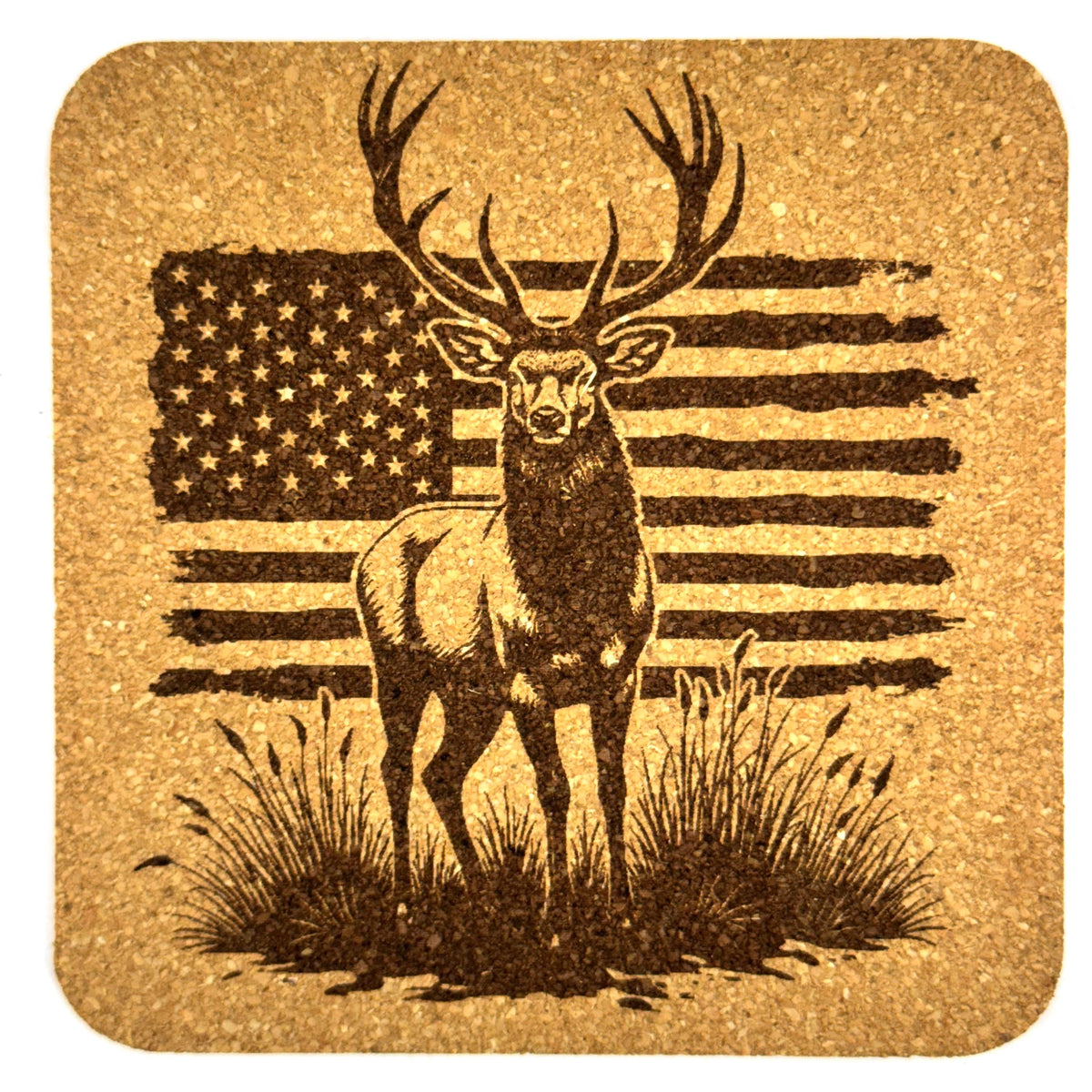 Majestic Deer Coaster with Stars and Stripes Design