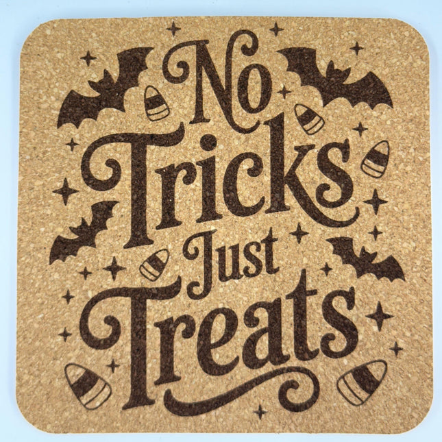No Tricks Just Treats Halloween Cork Coaster