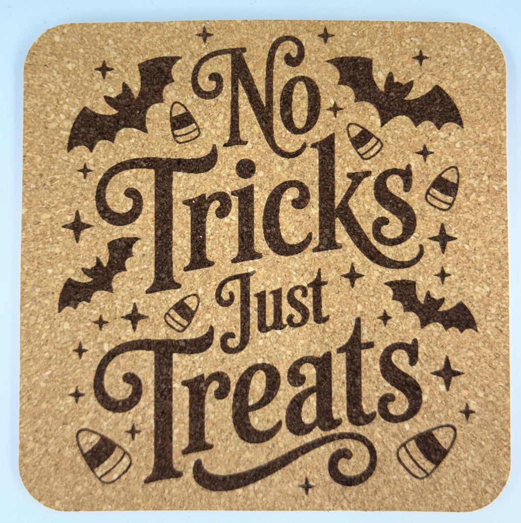 No Tricks Just Treats Halloween Cork Coaster