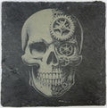 Mechanical Gear Skull Slate Coaster – Industrial Gothic Art