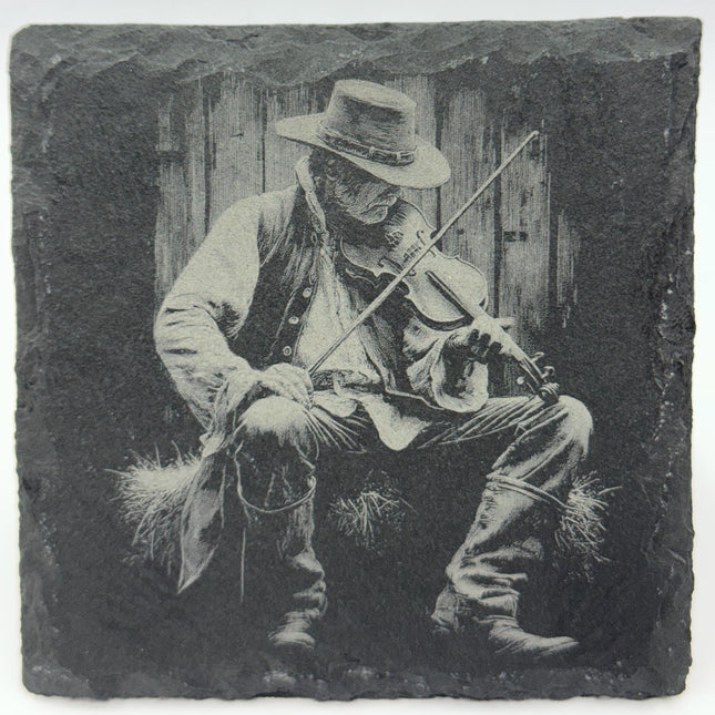 Old-Time Fiddle Player – Country Music Slate Coaster