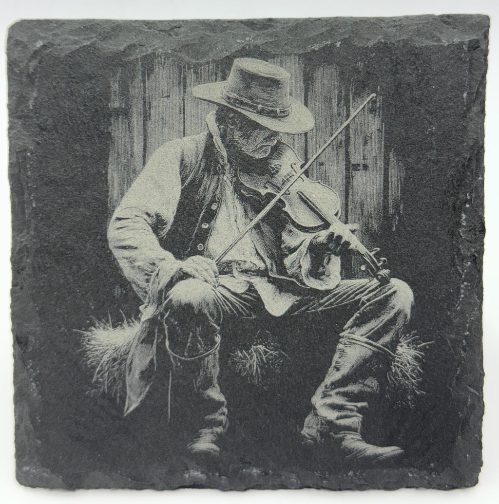 Old-Time Fiddle Player – Country Music Slate Coaster