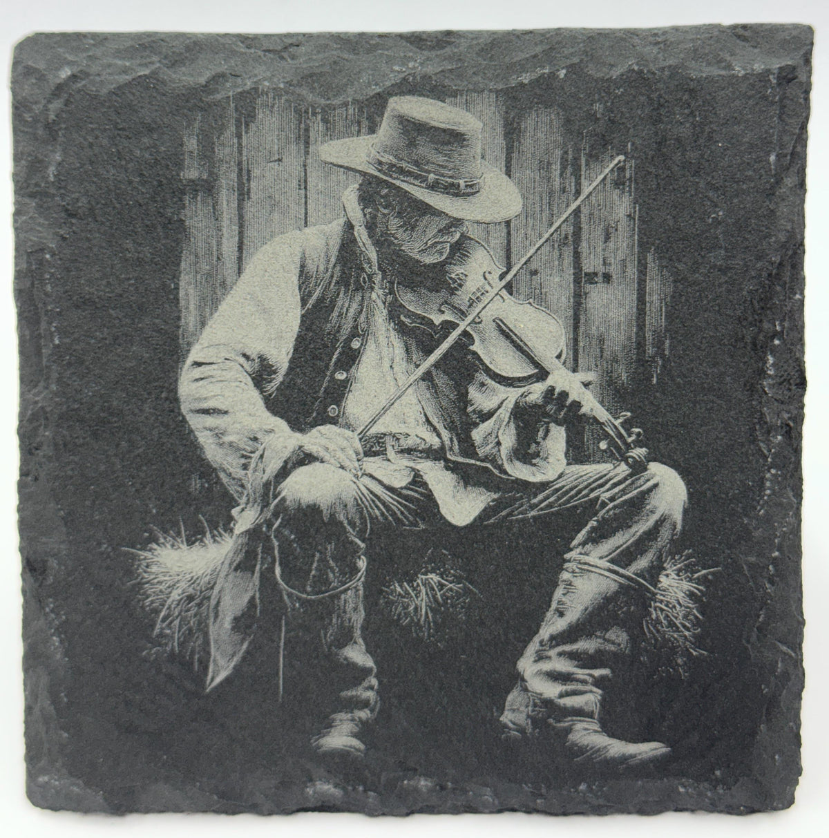 Old-Time Fiddle Player – Country Music Slate Coaster